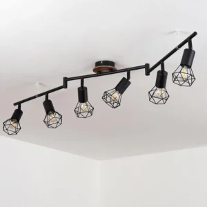 hofstein Plafonnier Baripada Bois foncé, Noir, 6 lumières* Lampes Modernes
