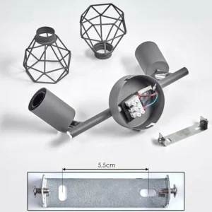 hofstein Plafonnier Baripada Chrome, Gris, 2 lumières* Lampes Modernes