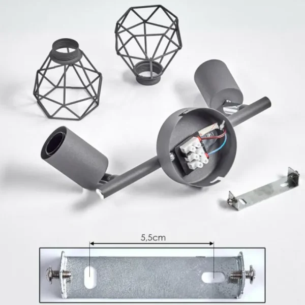 hofstein Plafonnier Baripada Chrome, Gris, 2 lumières* Lampes Modernes