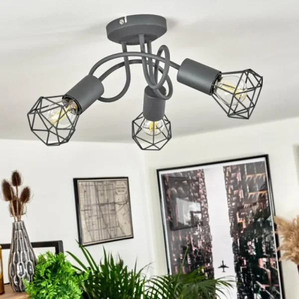 hofstein Plafonnier Baripada Gris, 3 lumières* Lampes Modernes