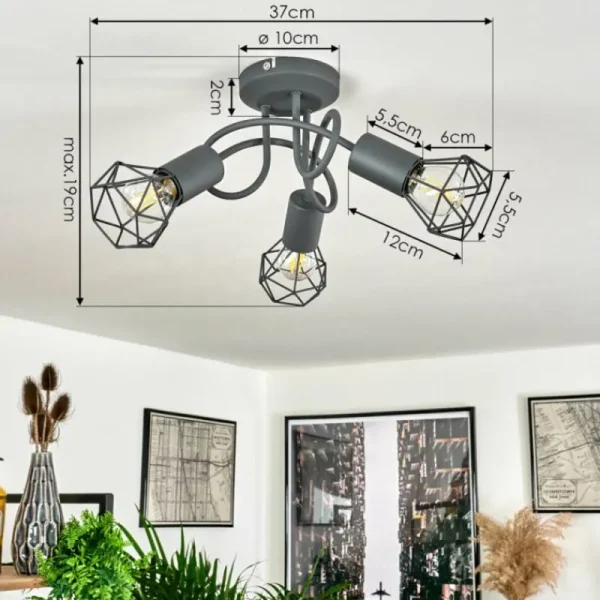 hofstein Plafonnier Baripada Gris, 3 lumières* Lampes Modernes