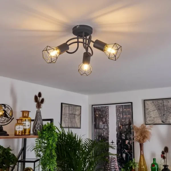 hofstein Plafonnier Baripada Gris, 3 lumières* Lampes Modernes
