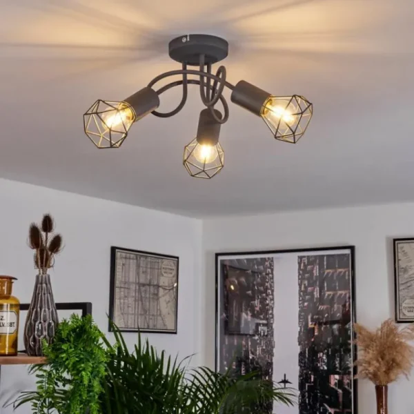 hofstein Plafonnier Baripada Gris, 3 lumières* Lampes Modernes
