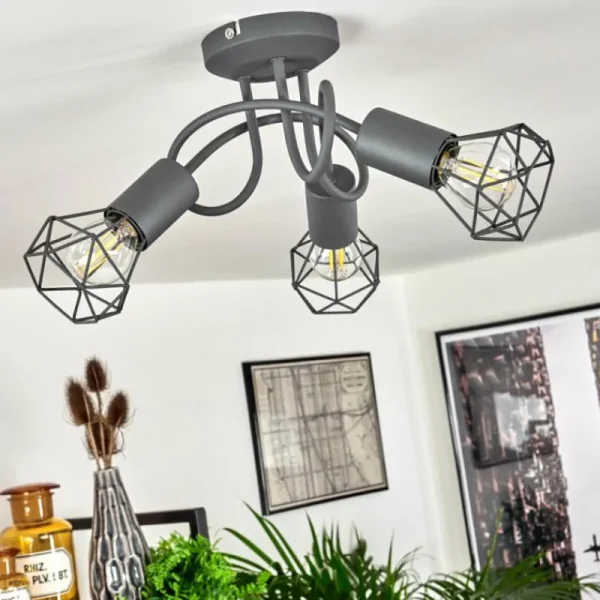 hofstein Plafonnier Baripada Gris, 3 lumières* Lampes Modernes