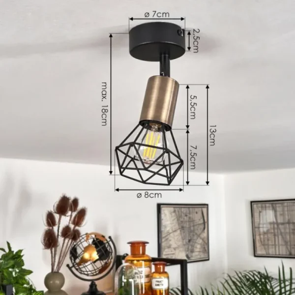 hofstein Plafonnier Baripada Laiton, Noir, 1 lumière* Lampes Modernes