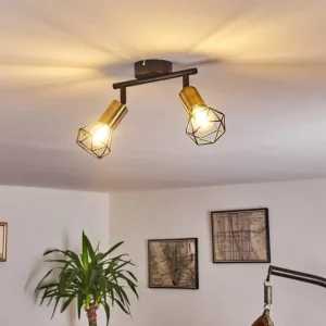 hofstein Plafonnier Baripada Laiton, Noir, 2 lumières* Lampes Modernes