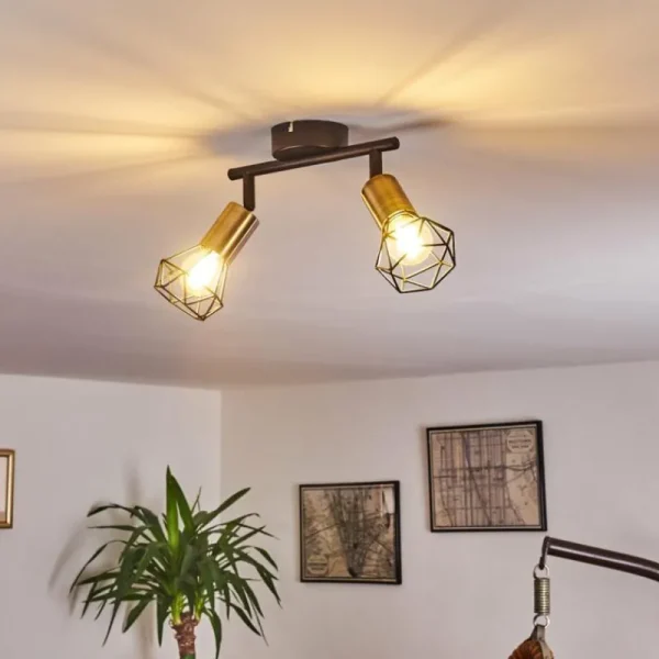 hofstein Plafonnier Baripada Laiton, Noir, 2 lumières* Lampes Modernes