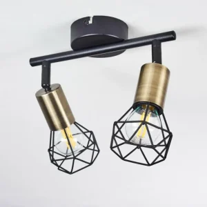 hofstein Plafonnier Baripada Laiton, Noir, 2 lumières* Lampes Modernes
