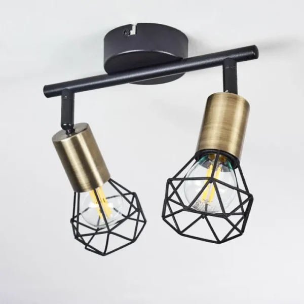 hofstein Plafonnier Baripada Laiton, Noir, 2 lumières* Lampes Modernes