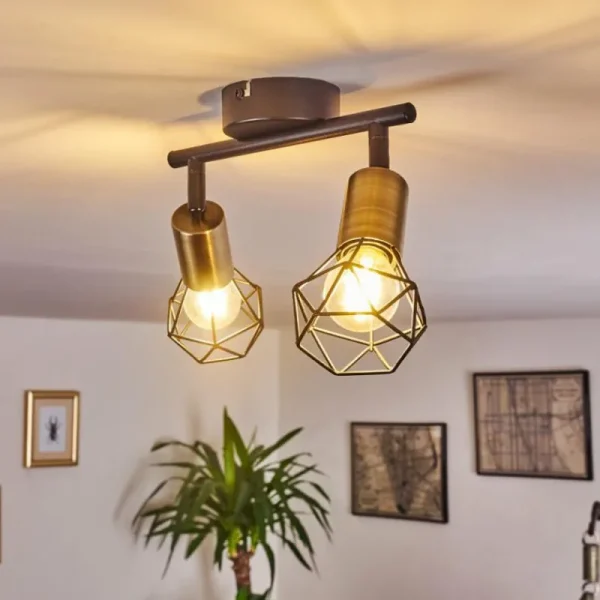 hofstein Plafonnier Baripada Laiton, Noir, 2 lumières* Lampes Modernes