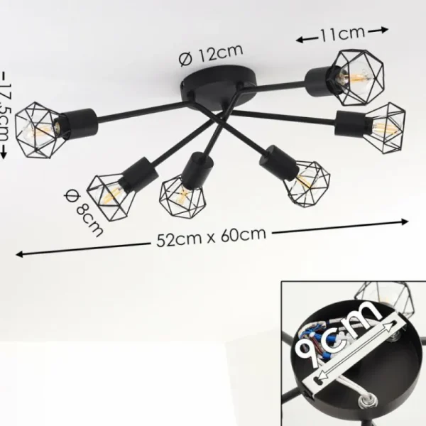 hofstein Plafonnier Baripada Noir, 6 lumières* Lampes Modernes