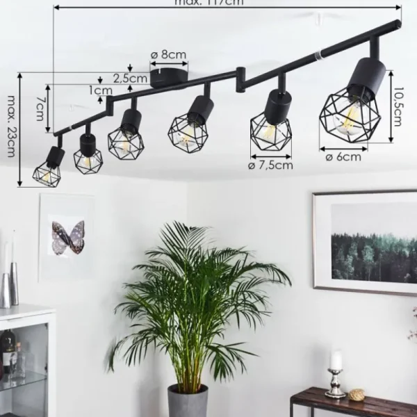 hofstein Plafonnier Baripada Noir, 6 lumières* Lampes Modernes