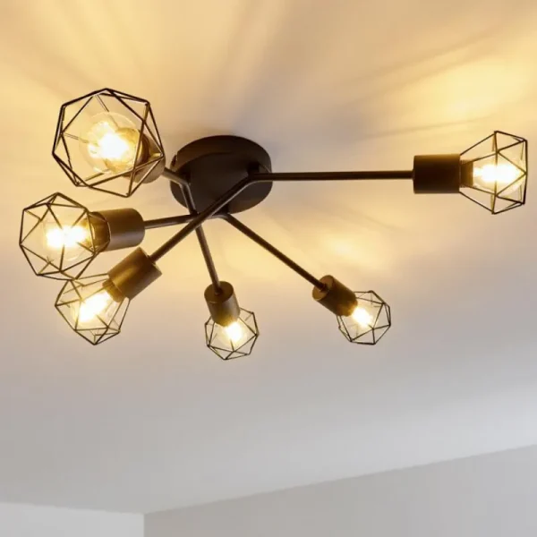 hofstein Plafonnier Baripada Noir, 6 lumières* Lampes Modernes