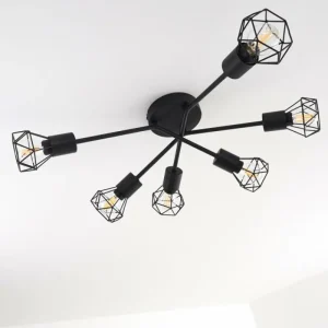hofstein Plafonnier Baripada Noir, 6 lumières* Lampes Modernes