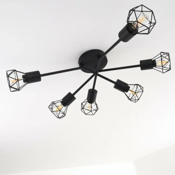hofstein Plafonnier Baripada Noir, 6 lumières* Lampes Modernes