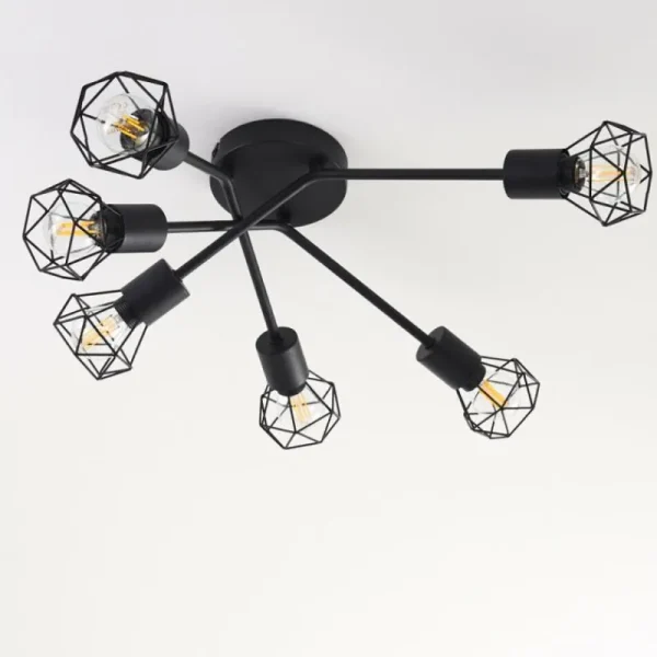 hofstein Plafonnier Baripada Noir, 6 lumières* Lampes Modernes