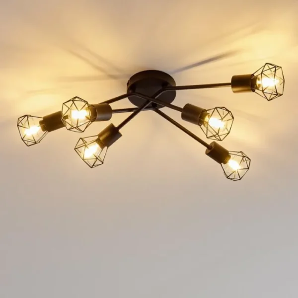 hofstein Plafonnier Baripada Noir, 6 lumières* Lampes Modernes