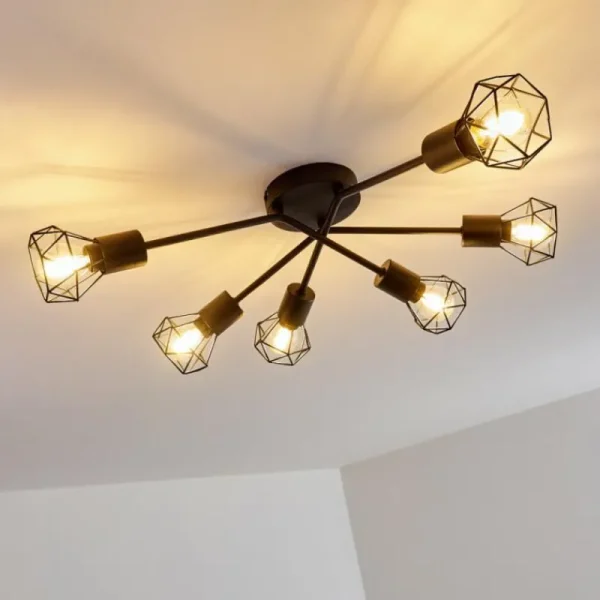 hofstein Plafonnier Baripada Noir, 6 lumières* Lampes Modernes