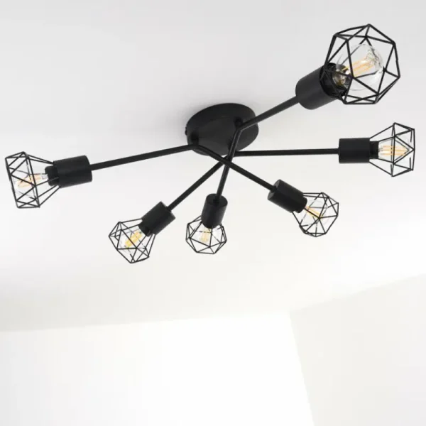 hofstein Plafonnier Baripada Noir, 6 lumières* Lampes Modernes