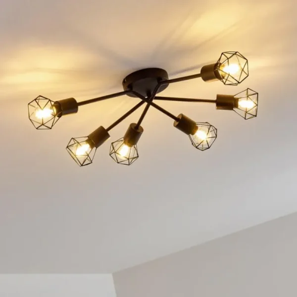hofstein Plafonnier Baripada Noir, 6 lumières* Lampes Modernes