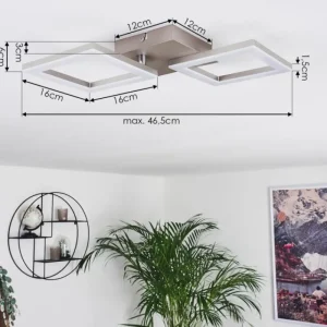 hofstein Plafonnier Batuna LED Nickel mat, 1 lumière* Lampes Modernes
