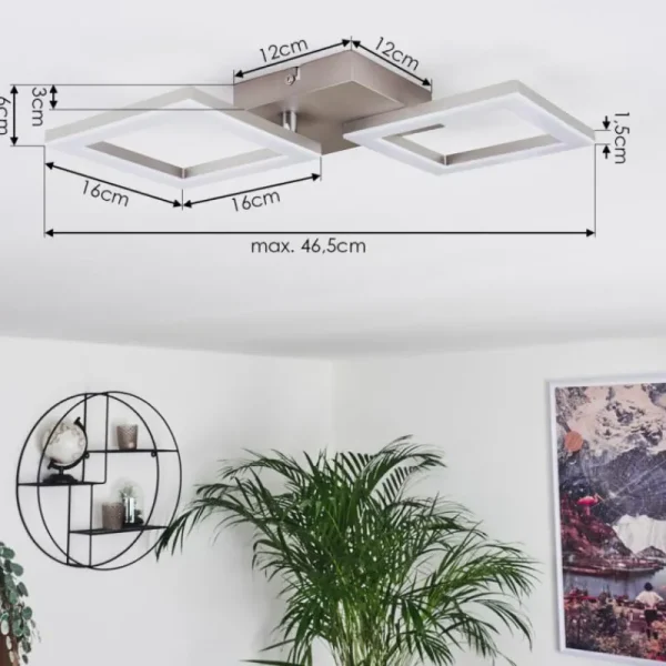 hofstein Plafonnier Batuna LED Nickel mat, 1 lumière* Lampes Modernes