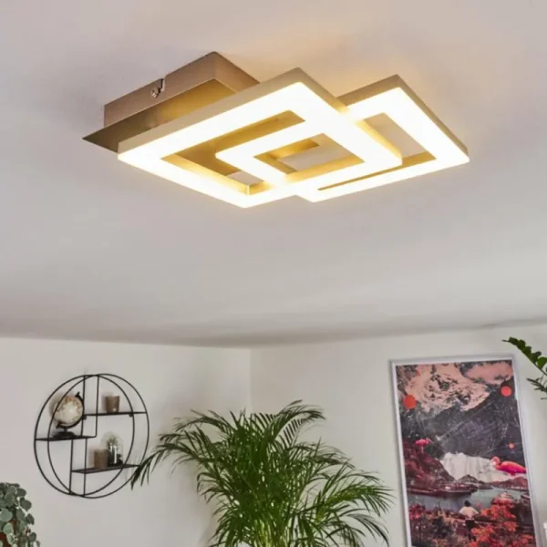 hofstein Plafonnier Batuna LED Nickel mat, 1 lumière* Lampes Modernes