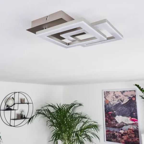 hofstein Plafonnier Batuna LED Nickel mat, 1 lumière* Lampes Modernes
