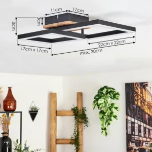 hofstein Plafonnier Bealo LED Brun, Couleur bois, 1 lumière* Lampes Modernes