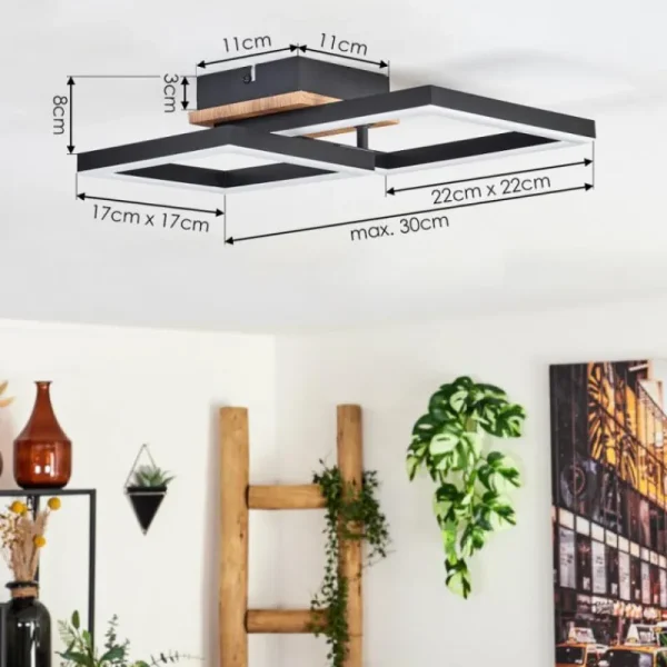 hofstein Plafonnier Bealo LED Brun, Couleur bois, 1 lumière* Lampes Modernes