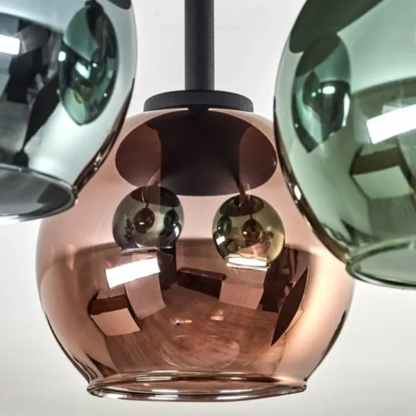hofstein Plafonnier Belp Noir, 3 lumières* Lampes En Verre