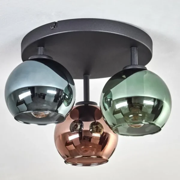 hofstein Plafonnier Belp Noir, 3 lumières* Lampes En Verre