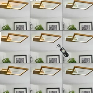 hofstein Plafonnier Bina LED Laiton, 1 lumière, Télécommandes* Lampes Modernes