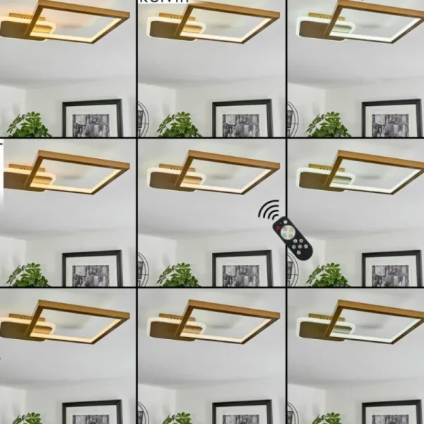 hofstein Plafonnier Bina LED Laiton, 1 lumière, Télécommandes* Lampes Modernes