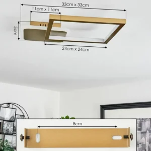 hofstein Plafonnier Bina LED Laiton, 1 lumière, Télécommandes* Lampes Modernes