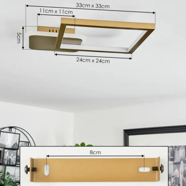 hofstein Plafonnier Bina LED Laiton, 1 lumière, Télécommandes* Lampes Modernes