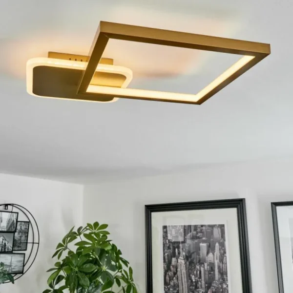 hofstein Plafonnier Bina LED Laiton, 1 lumière, Télécommandes* Lampes Modernes