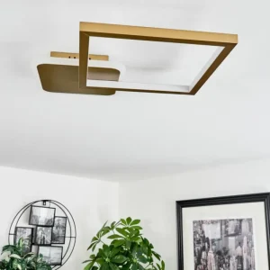 hofstein Plafonnier Bina LED Laiton, 1 lumière, Télécommandes* Lampes Modernes