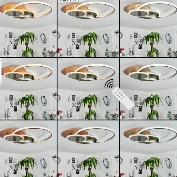 hofstein Plafonnier Blandford LED Écru, Nickel mat, Argenté, 1 lumière, Télécommandes* Lampes Modernes