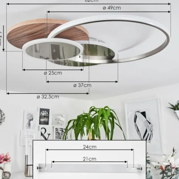hofstein Plafonnier Blandford LED Écru, Nickel mat, Argenté, 1 lumière, Télécommandes* Lampes Modernes