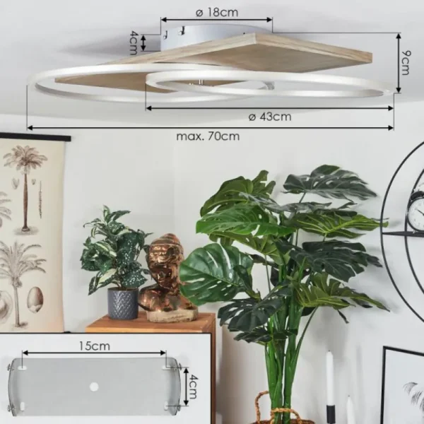 hofstein Plafonnier Blandford LED Écru, Nickel mat, Argenté, 2 lumières, Télécommandes* Lampes Modernes