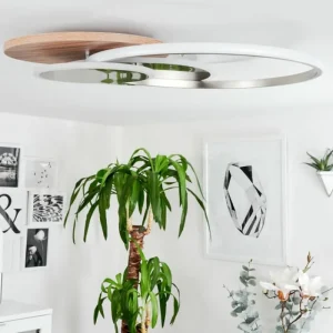 hofstein Plafonnier Blandford LED Écru, Nickel mat, Argenté, 1 lumière, Télécommandes* Lampes Modernes