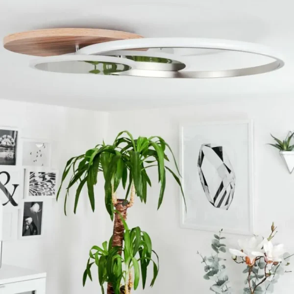 hofstein Plafonnier Blandford LED Écru, Nickel mat, Argenté, 1 lumière, Télécommandes* Lampes Modernes
