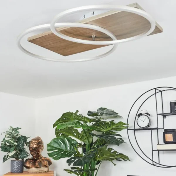 hofstein Plafonnier Blandford LED Écru, Nickel mat, Argenté, 2 lumières, Télécommandes* Lampes Modernes