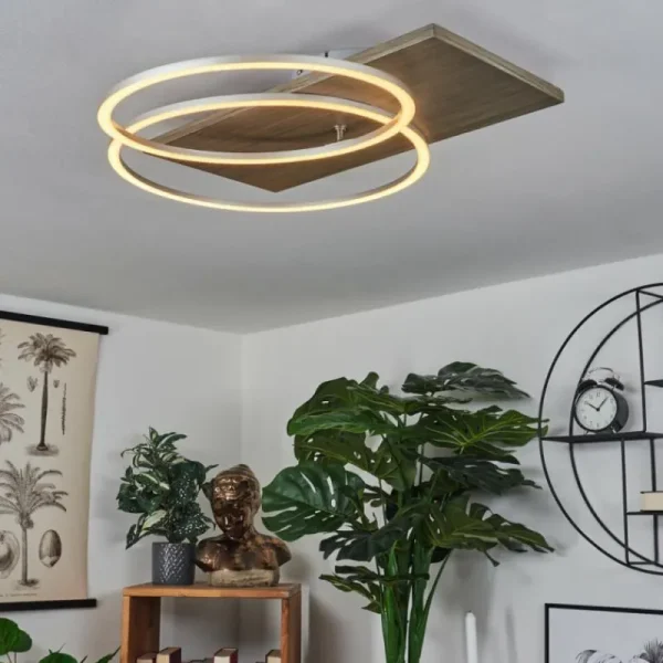 hofstein Plafonnier Blandford LED Écru, Nickel mat, Argenté, 2 lumières, Télécommandes* Lampes Modernes