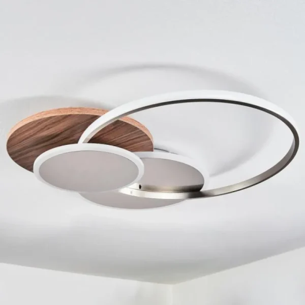 hofstein Plafonnier Blandford LED Écru, Nickel mat, Argenté, 1 lumière, Télécommandes* Lampes Modernes