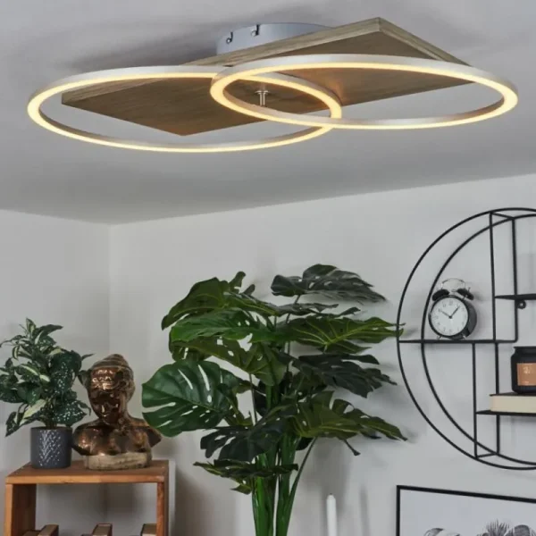 hofstein Plafonnier Blandford LED Écru, Nickel mat, Argenté, 2 lumières, Télécommandes* Lampes Modernes