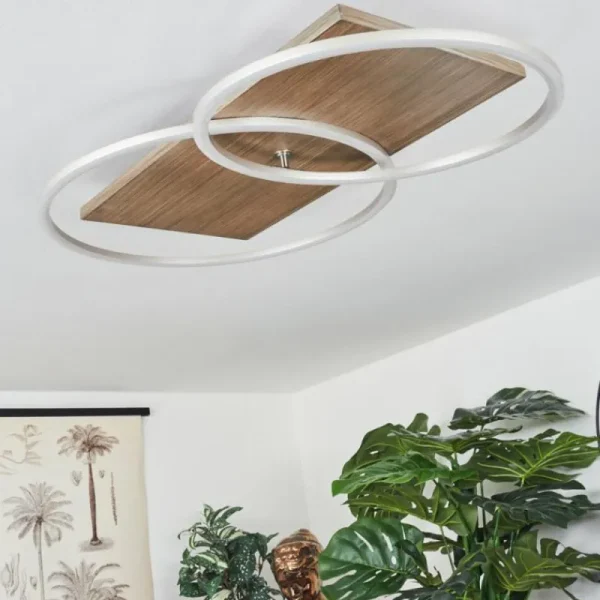 hofstein Plafonnier Blandford LED Écru, Nickel mat, Argenté, 2 lumières, Télécommandes* Lampes Modernes