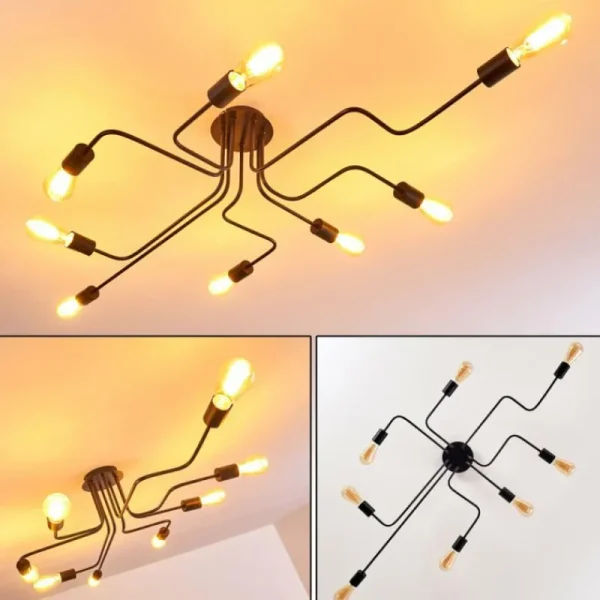 hofstein Plafonnier Bogno Noir, 8 lumières* Lampes Modernes