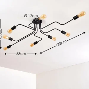 hofstein Plafonnier Bogno Noir, 8 lumières* Lampes Modernes
